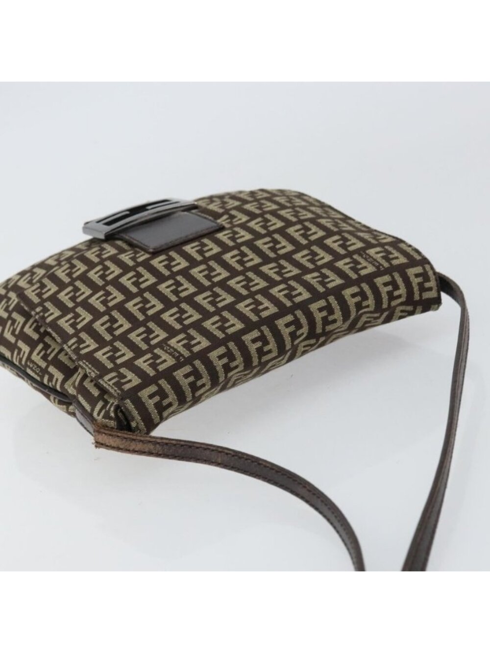 Authentic FENDI Zucchino Canvas Mamma Baguette Shoulder Bag Brown Silver - Picture 13 of 16